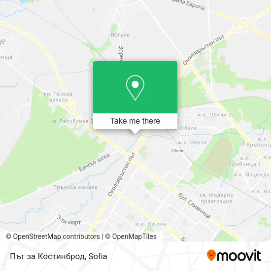 Карта Път за Костинброд