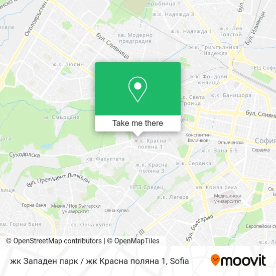 Карта жк Западен парк / жк Красна поляна 1