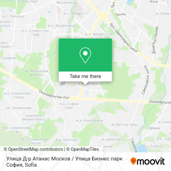Улица Д-р Атанас Москов / Улица Бизнес парк София map