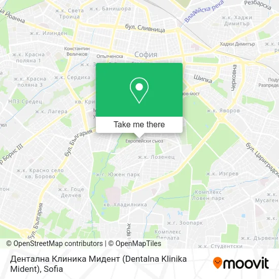 Карта Дентална Клиника Мидент (Dentalna Klinika Mident)