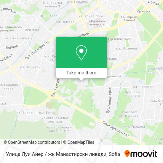Карта Улица Луи Айер / жк Манастирски ливади
