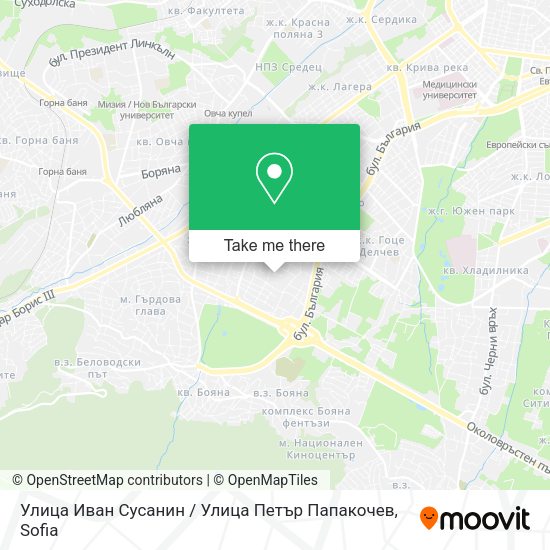 Карта Улица Иван Сусанин / Улица Петър Папакочев