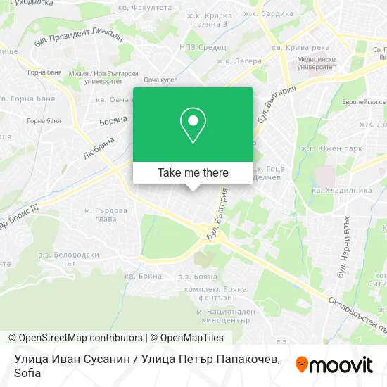 Карта Улица Иван Сусанин / Улица Петър Папакочев
