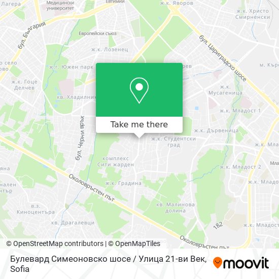 Карта Булевард Симеоновско шосе / Улица 21-ви Век