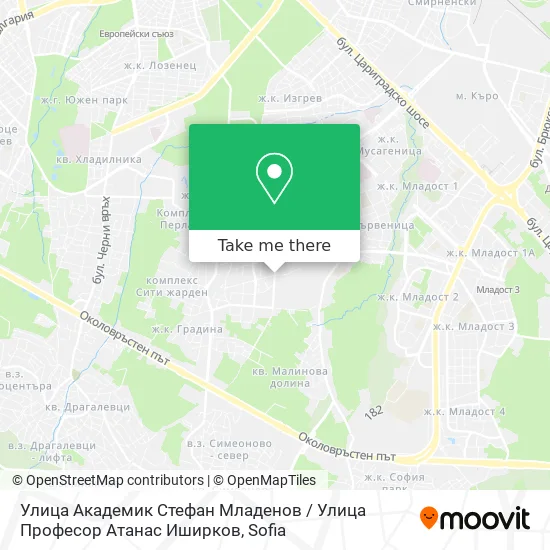 Карта Улица Академик Стефан Младенов / Улица Професор Атанас Иширков