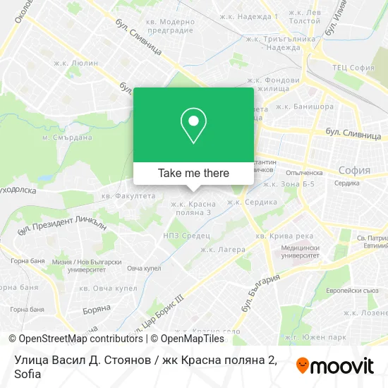 Карта Улица Васил Д. Стоянов / жк Красна поляна 2