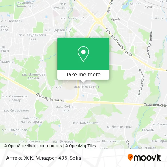 Карта Аптека Ж.К. Младост 435