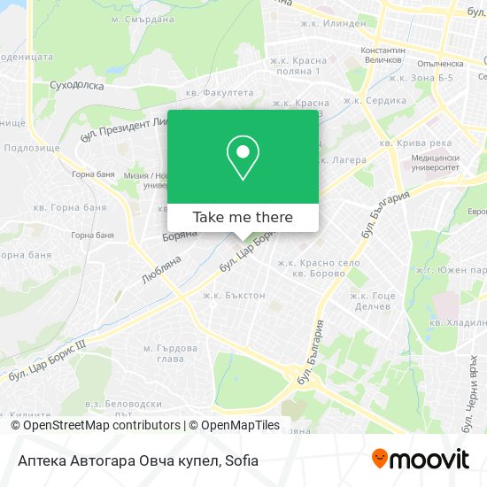 Аптека Автогара Овча купел map