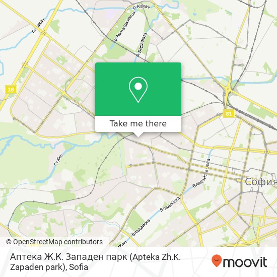 Аптека Ж.К. Западен парк (Apteka Zh.K. Zapaden park) map