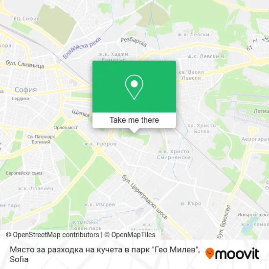 Карта Място за разходка на кучета в парк "Гео Милев"