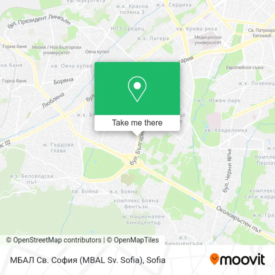 Карта МБАЛ Св. София (MBAL Sv. Sofia)