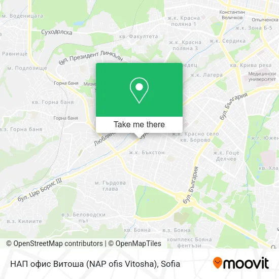 Карта НАП офис Витоша (NAP ofis Vitosha)
