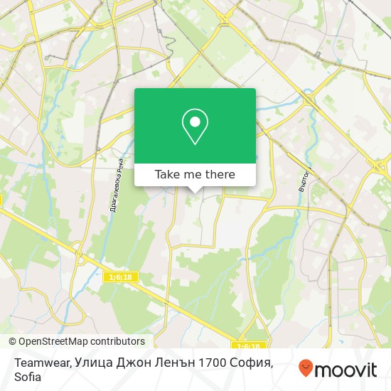 Карта Teamwear, Улица Джон Ленън 1700 София