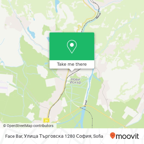 Карта Face Bar, Улица Търговска 1280 София
