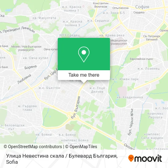 Карта Улица Невестина скала / Булевард България