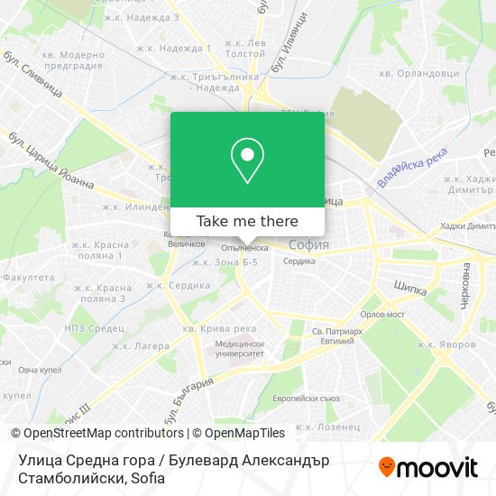 Карта Улица Средна гора / Булевард Александър Стамболийски