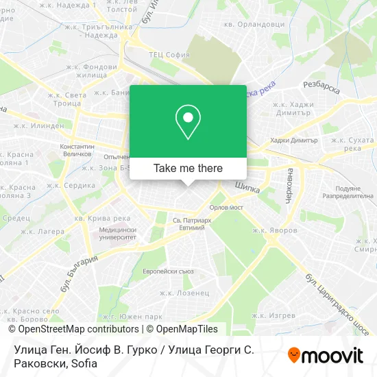 Карта Улица Ген. Йосиф В. Гурко / Улица Георги С. Раковски