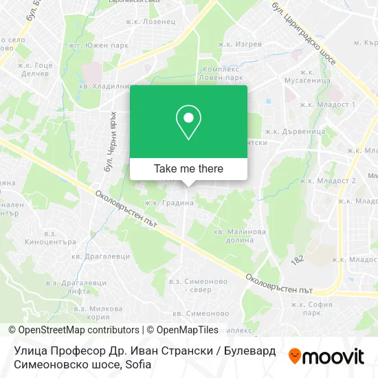 Карта Улица Професор Др. Иван Странски / Булевард Симеоновско шосе