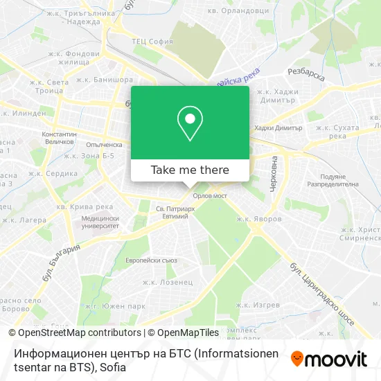 Карта Информационен център на БТС (Informatsionen tsentar na BTS)