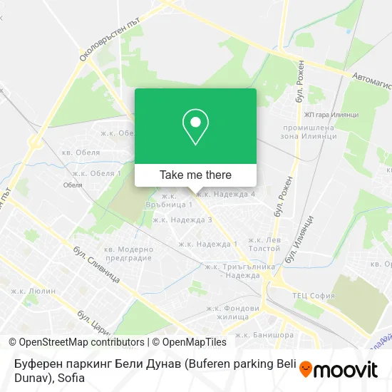 Карта Буферен паркинг Бели Дунав (Buferen parking Beli Dunav)