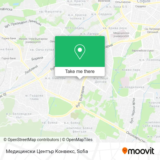 Карта Медицински Център Конвекс