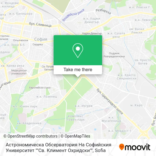 Карта Астрономическа Обсерватория На Софийския Университет ""Св. Климент Охридски""