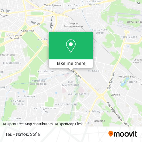 Тец - Изток map