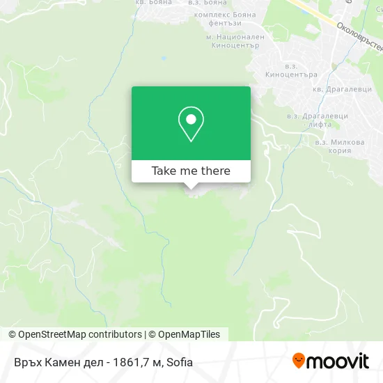 Карта Връх Камен дел - 1861,7 м