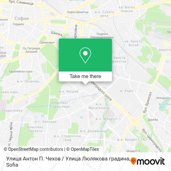 Карта Улица Антон П. Чехов / Улица Люлякова градина