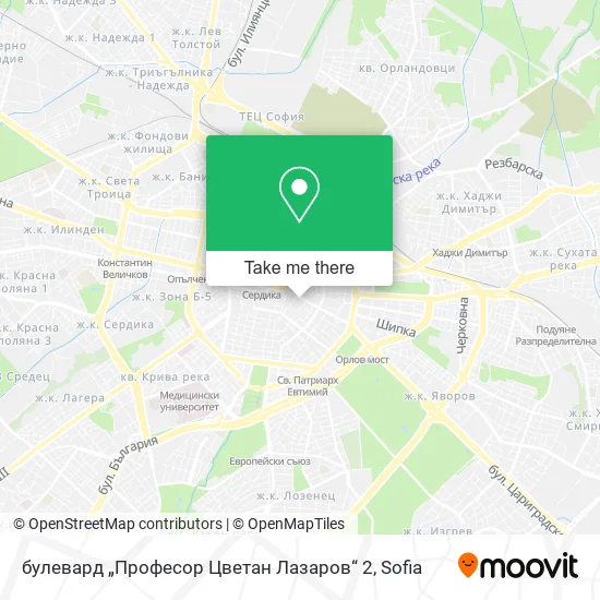 Карта булевард „Професор Цветан Лазаров“ 2