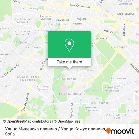 Карта Улица Милевска планина / Улица Кожух планина