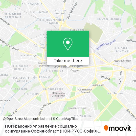 Карта НОИ-районно управление социално осигуряване-София-област (НОИ-РУСО-София-област)