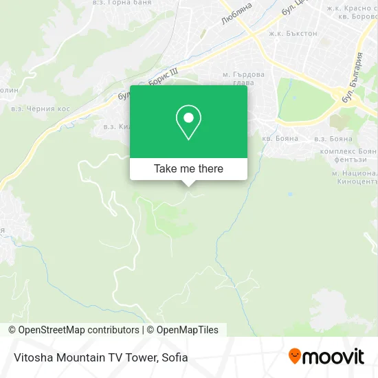 Карта Vitosha Mountain TV Tower