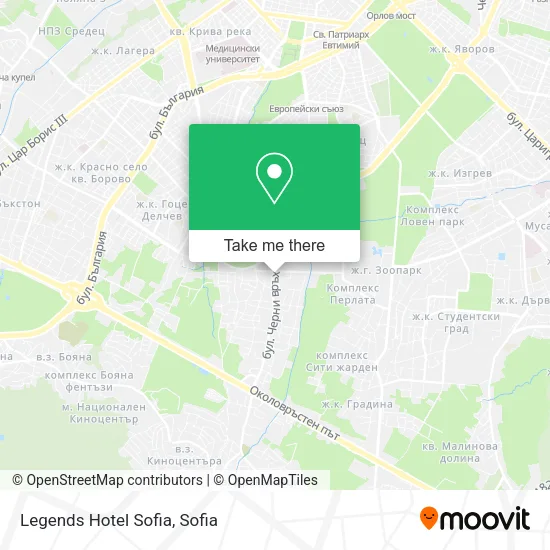 Карта Legends Hotel Sofia