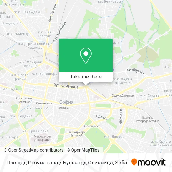 Карта Площад Сточна гара / Булевард Сливница