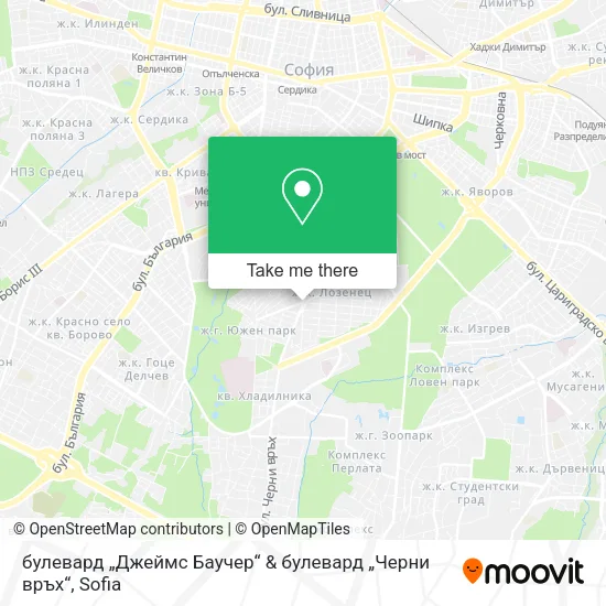 Карта булевард „Джеймс Баучер“ & булевард „Черни връх“