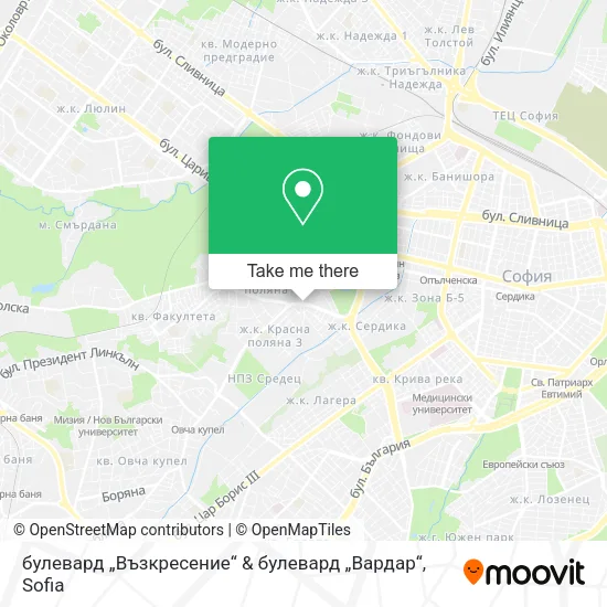Карта булевард „Възкресение“ & булевард „Вардар“
