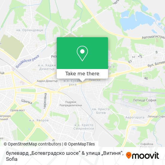 Карта булевард ,,Ботевградско шосе“ & улица „Витиня“