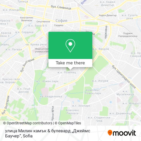 Карта улица Милин камък & булевард „Джеймс Баучер“