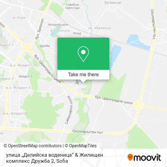 Карта улица „Делийска воденица“ & Жилищен комплекс Дружба 2