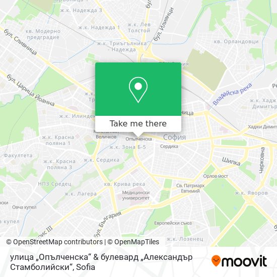 Карта улица „Опълченска“ & булевард „Александър Стамболийски“