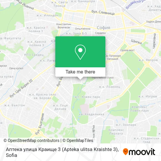 Карта Аптека улица Краище 3 (Apteka ulitsa Kraishte 3)