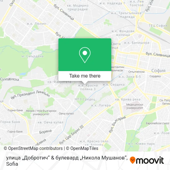 Карта улица „Добротич“ & булевард „Никола Мушанов“