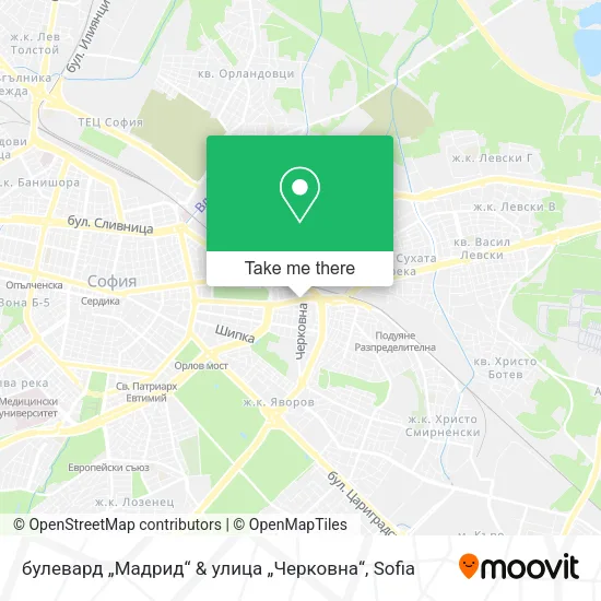 Карта булевард „Мадрид“ & улица „Черковна“