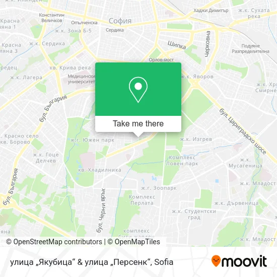 Карта улица „Якубица“ & улица „Персенк“
