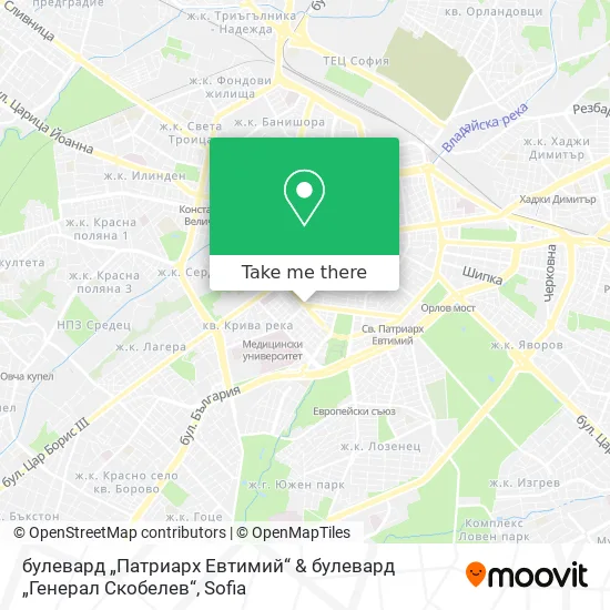 Карта булевард „Патриарх Евтимий“ & булевард „Генерал Скобелев“