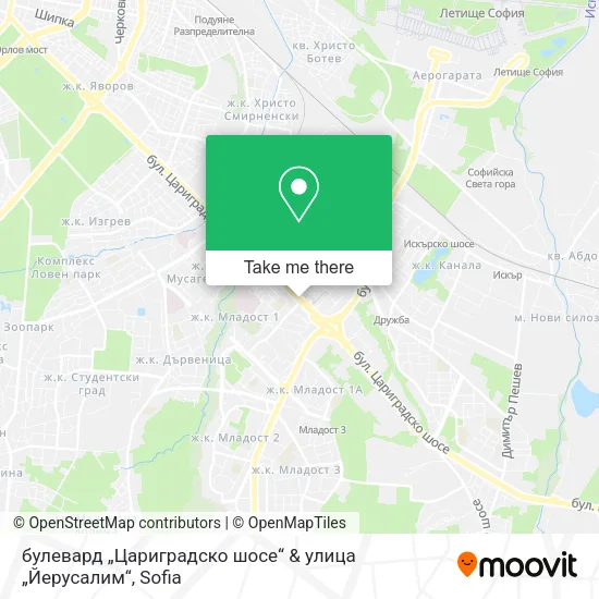 Карта булевард „Цариградско шосе“ & улица „Йерусалим“