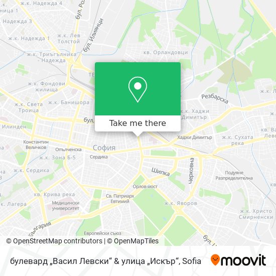 Карта булевард „Васил Левски“ & улица „Искър“