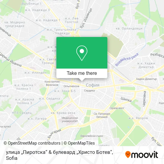 Карта улица „Пиротска“ & булевард „Христо Ботев“