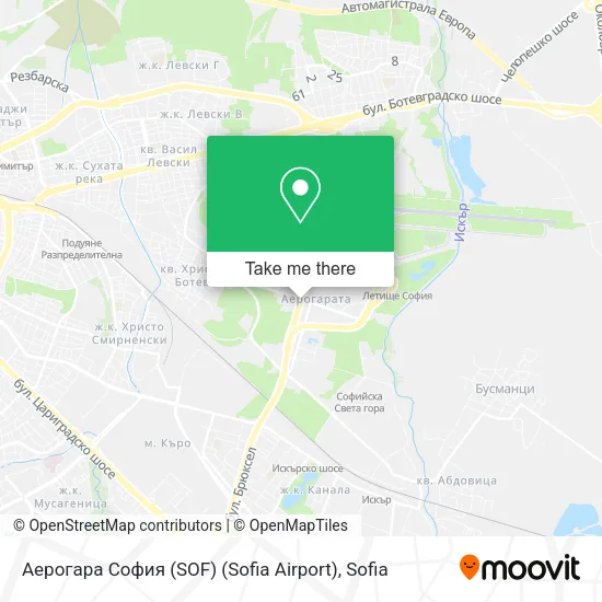 Карта Аерогара София (SOF) (Sofia Airport)